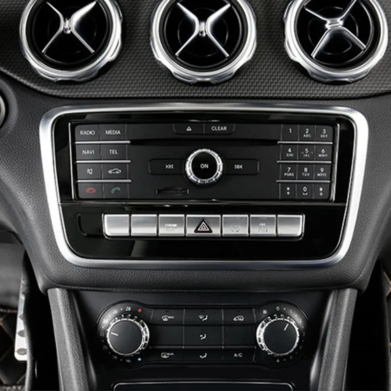 

Black Center Console CD Frame Decoration Cover Trim For Mercedes Benz GLA X156 CLA C117 A Class W176 2013-2018 Stainless Steel