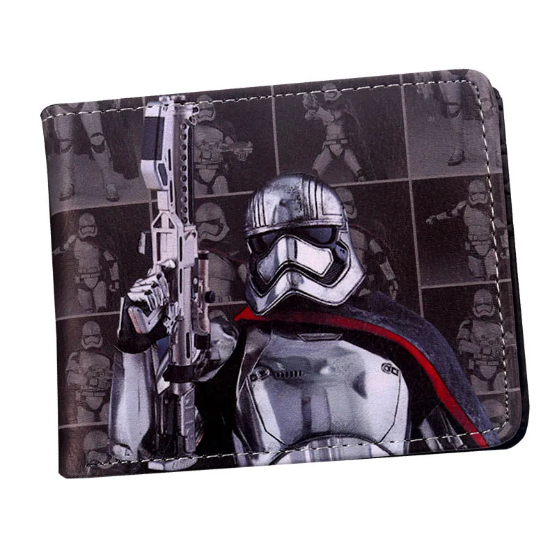 Comics star wars white knight darth vader 3D Short Wallet Bi-Fold Men Purse Young Students Card Holder