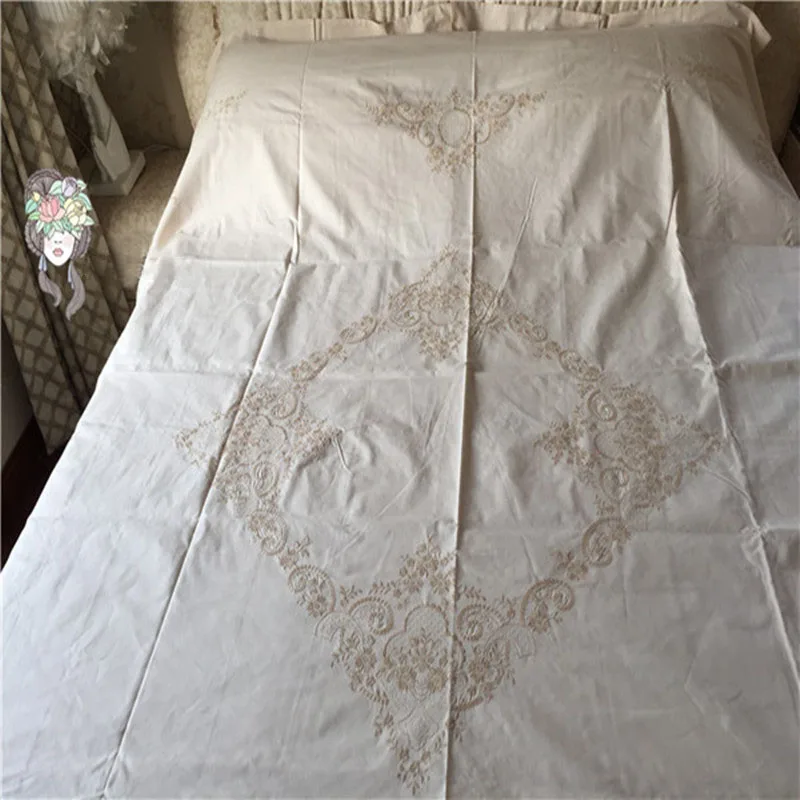 100 Cotton Bedding Set Handmade Battenburg Lace Ivory 4pcs Sheet