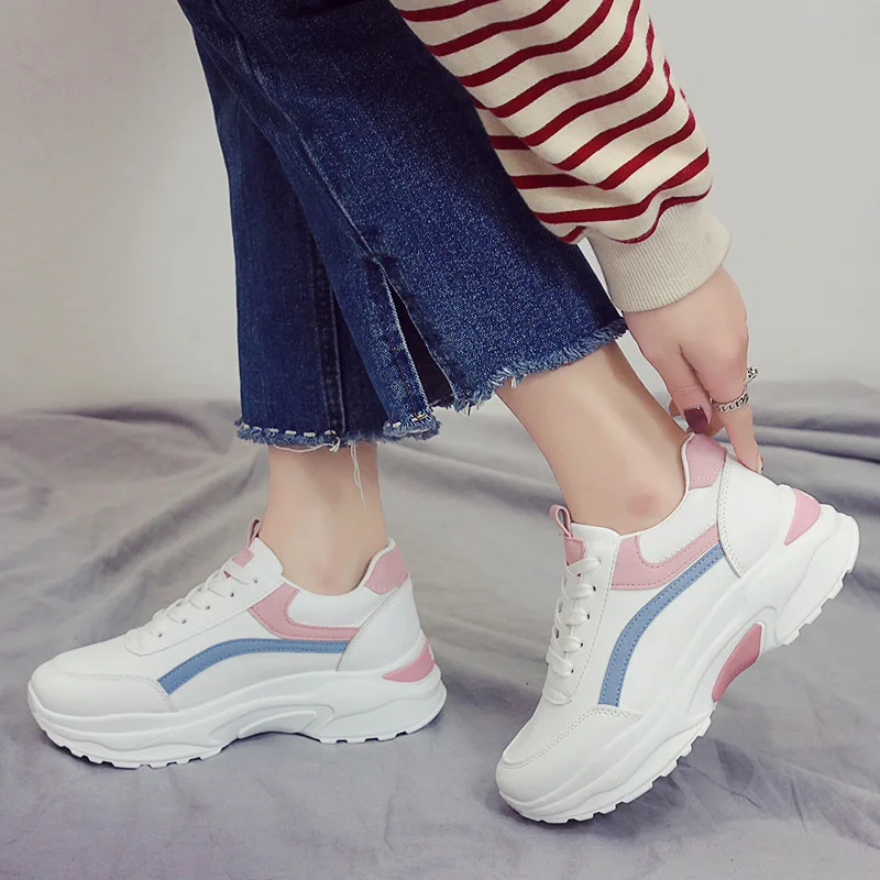 Женская Повседневная обувь из замши на платформе белые кроссовки Chaussure Femme весна