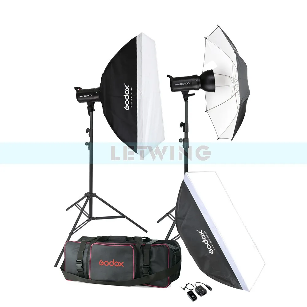 Godox SK400 800W Compact Photo Studio Flash Lighting set (2 x 400W) Digital Photography Strobe Light & Softbox Portrait Kit