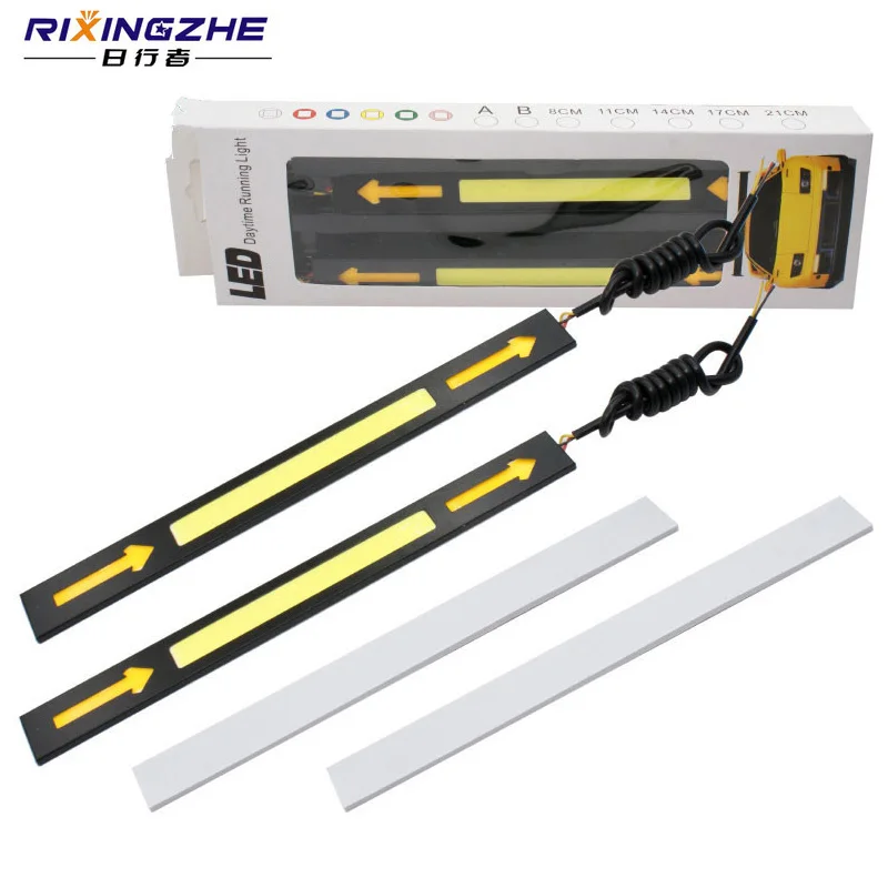 

RXZ 2pcs dual color drl 17CM Daytime Running lights Double Color Car DRL ice blue Yellow Color Turn signal Lamp COB car-styling