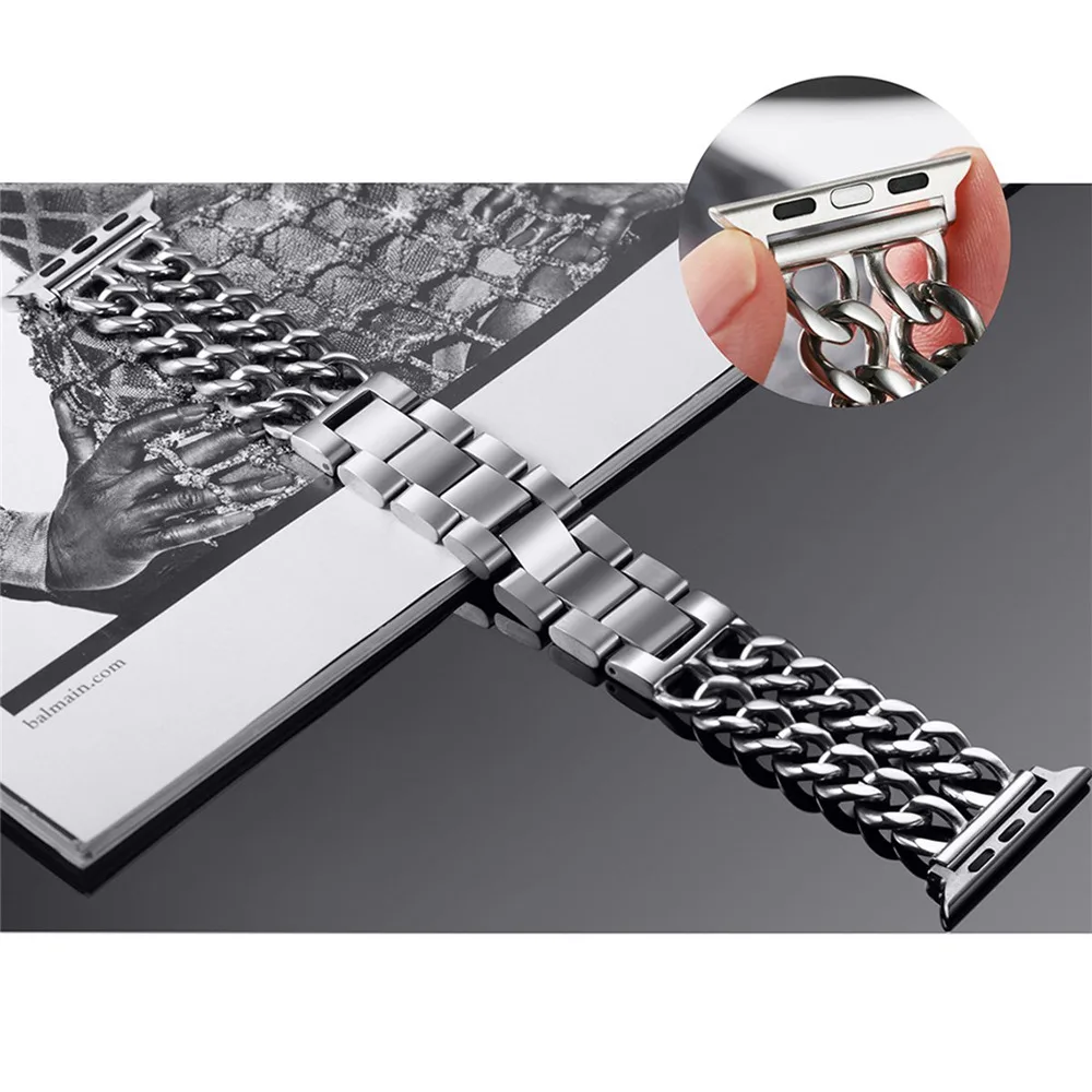 Ремешок с пряжкой для Apple Watch Band Series 6/5/4/3/2/SE стальной ковбойский звеньевой браслет