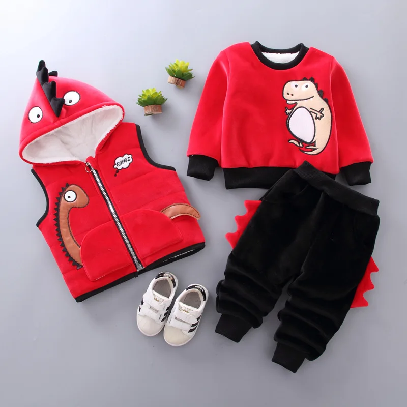 

Newborn Baby Boy Clothing Set Toddler Girl Outfits Hooded Kids Winter Clothes Thick Warm Vest Boys Fur Coat Outerwear Pants