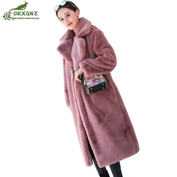 

Winter Women Long Fur Coats Loose Top OverCoat Luxury Thicken Oversize Female Plush outwear Faux Rabbit Warm Fur Coat parkas