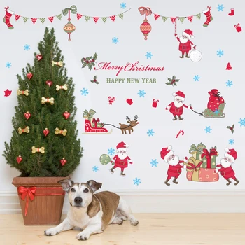 

Merry christmas window stickers DIY Vinyl Wall Stickers Santa Claus Glass Home Decor Art Decals Wallpaper decorations for home