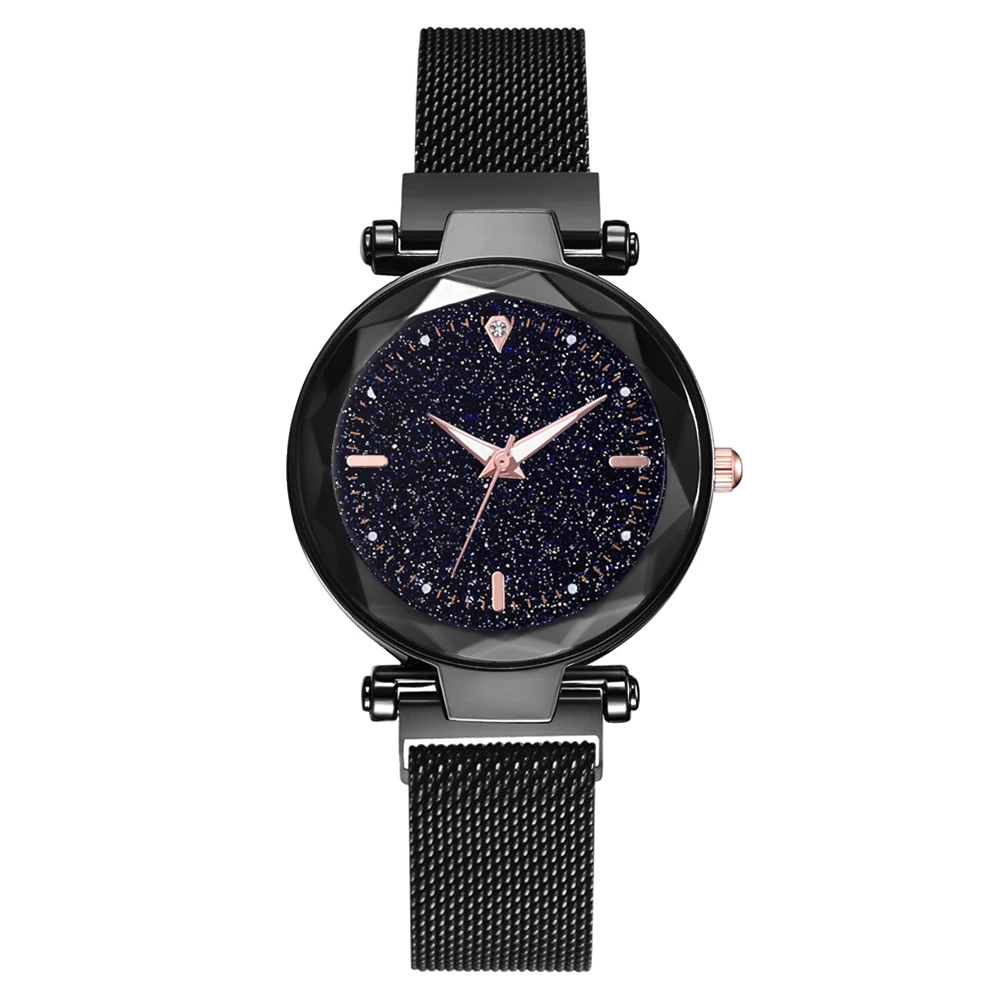 

2019 Romantic Starry Sky Red Watch Women Business Galaxy Quartz Watch Magnet Clasp Luxury Wrist Watch Space Metal Strap Bracelet