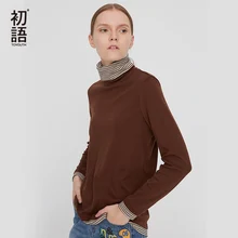 Toyouth контраст футболка в полоску Для женщин Основные футболки Винтаж футболка с длинными рукавами Повседневное водолазка футболка Femme Harajuku Топ