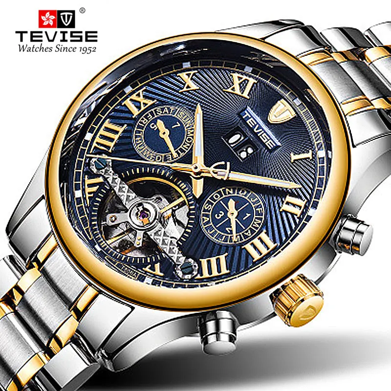 

Top Brand TEVISE Mens Automatico Masculino Automatic Men Watch Tourbillon Mechanical Watch Sport Military Clock