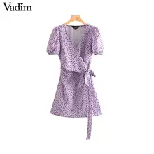 Vadim, женское винтажное мини-платье в горошек, сексуальное, с v-образным вырезом, с поясом, на молнии сбоку, повседневное, женское, ТРАПЕЦИЕВИДНОЕ, летнее платье, vestidos QC139