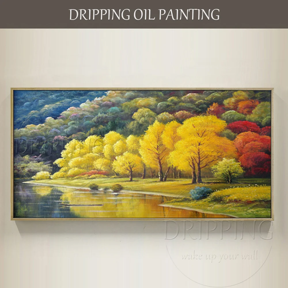 Pintura al óleo de paisaje moderno de alta calidad, pintada a mano, sobre  lienzo, pintura al óleo de paisaje natural