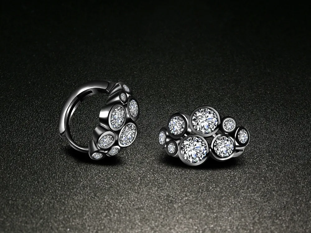 Модные серьги в форме сердца из стерлингового серебра 925 пробы, ювелирные изделия из черного циркония, женские серьги-гвоздики с камнем