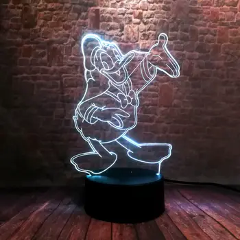 

Luminous Donald Duck Anime Figure 3D Illusion Lamp LED 7 Colorful Change Light Mickey Family Cartoon Model Toys for Kids gift