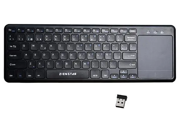 Zienstar испанские буквы 2,4 ГГц тачпад Беспроводная клавиатура для Windows PC, ноутбука, Ios pad, Smart tv, HTPC IP tv, Android Box - Цвет: Black