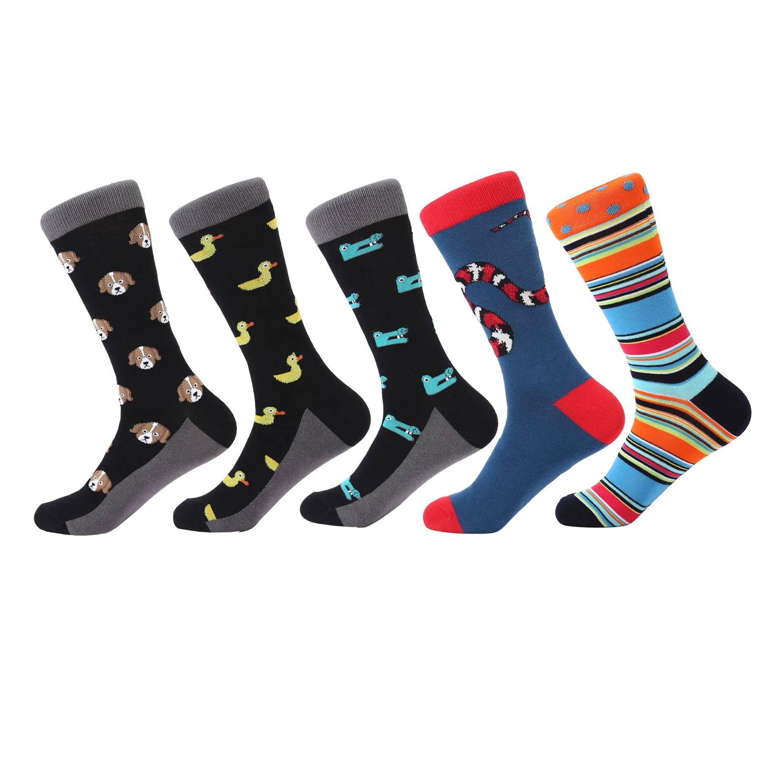 LETSBUY 5 pair/lot Men's happy for funny Socks combed cotton long sock