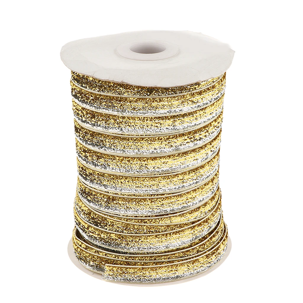 45m/Roll 10mm Metallic Glitter Velvet Ribbon Craft Ribbon Headband Clips Bow Wedding Party Decoration Gift Packaging Materials