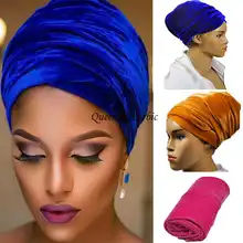 HQT02The последняя вельветовый тюрбан multied-цвет геле тюрбан 13 цветов африканская повязка Модный женский Мягкий тюрбан