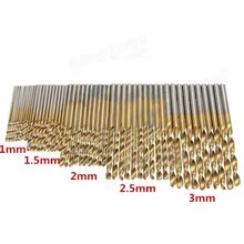 Drill Bit Set 1.0/1.5/2.0/2.5/3.0mm High Steel Titanium 50Pcs Hss Coated Drill Woodworking Wood Tool For Wood Plastic Aluminum