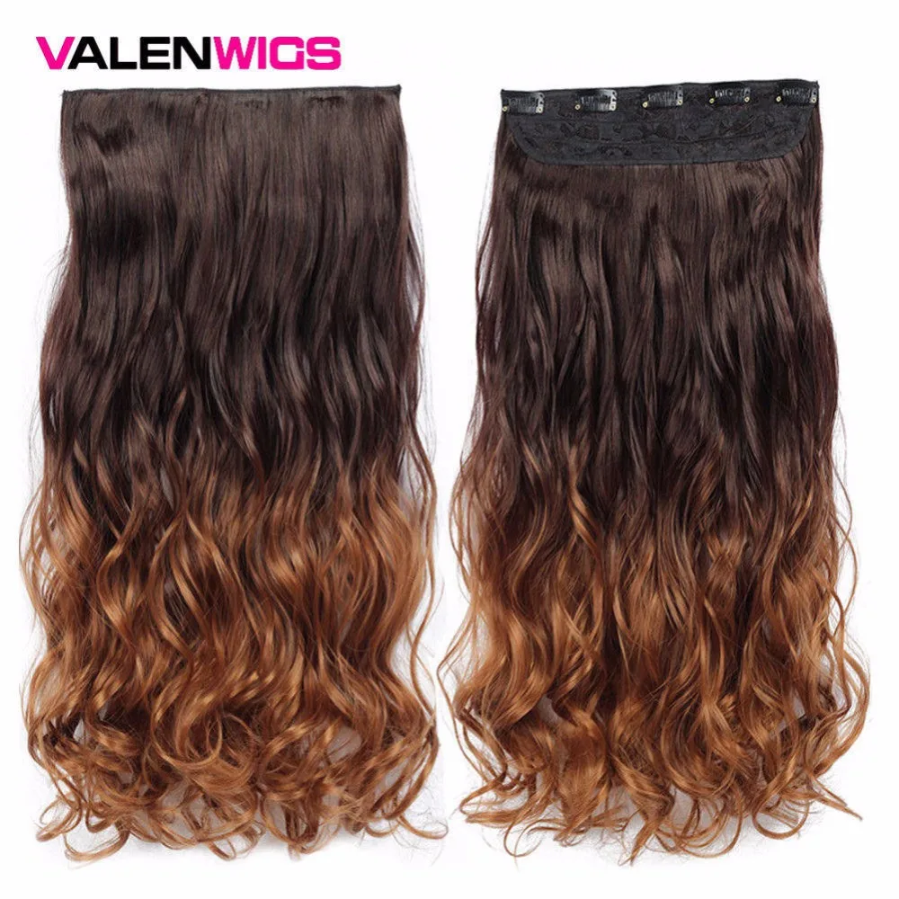 Valenwigs 22 &quot5 зажимов в одной части синтетические волосы черный коричневый цвет