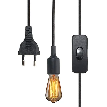 

E27 lampholder Edison lamp holder Silicone Holder with Switch/Plug/3 M colored Textile cable/VDE Certificate black