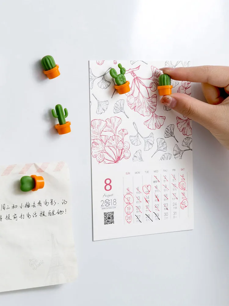 

6 pieces Home Garden Home Decor Fridge Magnets plant magnetic sticker multi-piece package set pieces cactus lovely ins