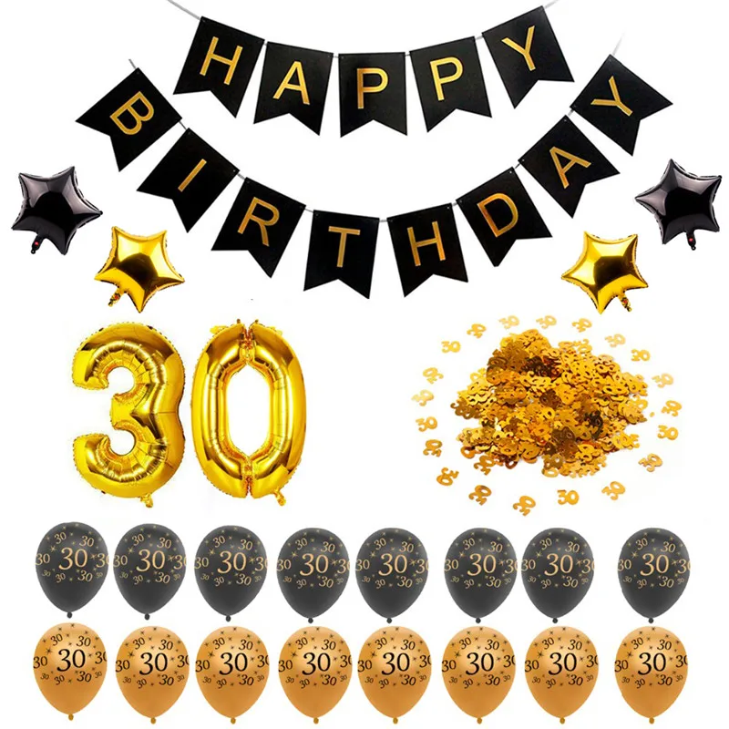 

Gold Black Latex Number Balloons Garland 30 40 50 60 70 Happy Birthday DIY Party Decorations Adult Birthday Party Supplies Favor
