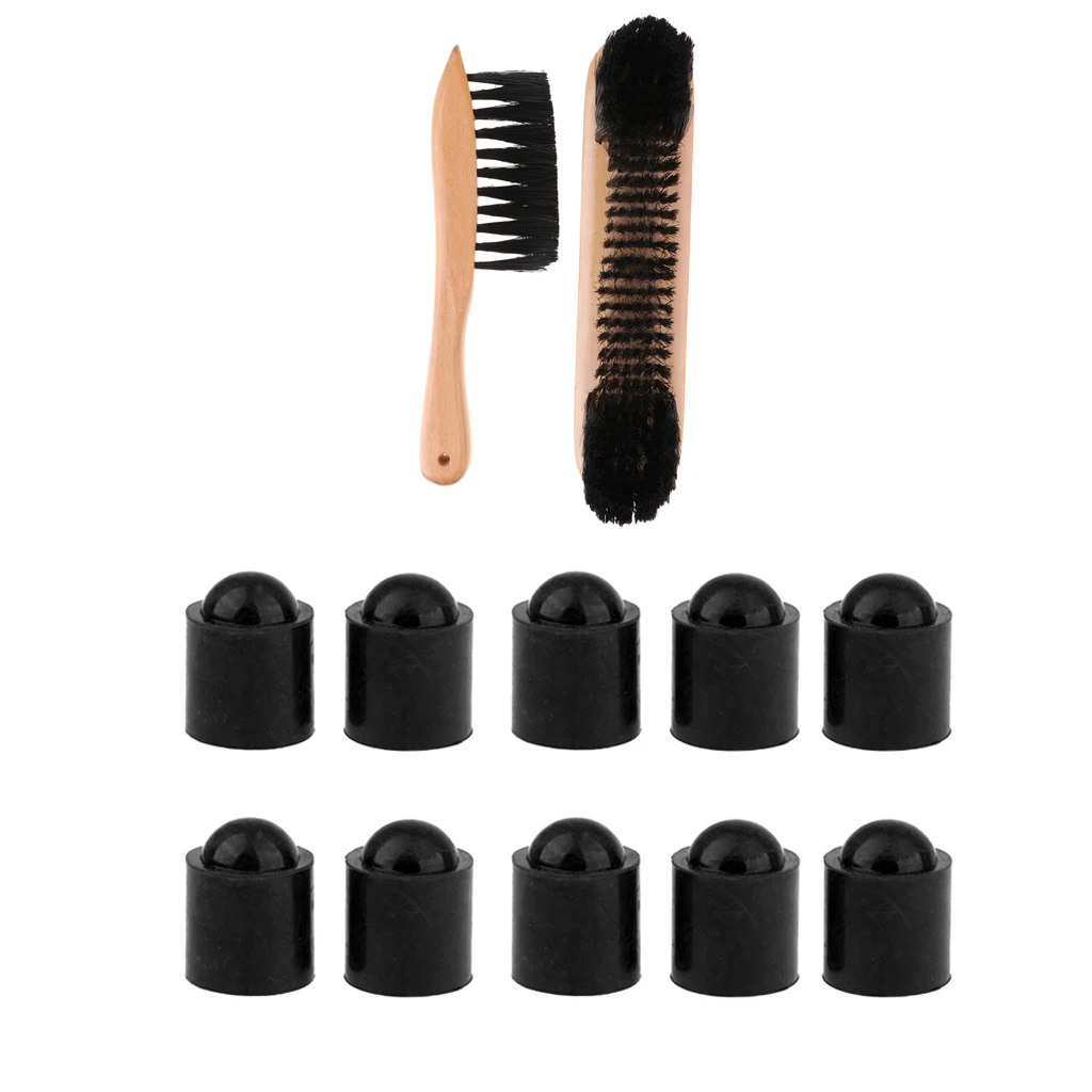 10pcs Durable Pool Cue Tip Cover Protector Guard for British Billiard Snooker Sticks with Billiard Table Brush Cleaner
