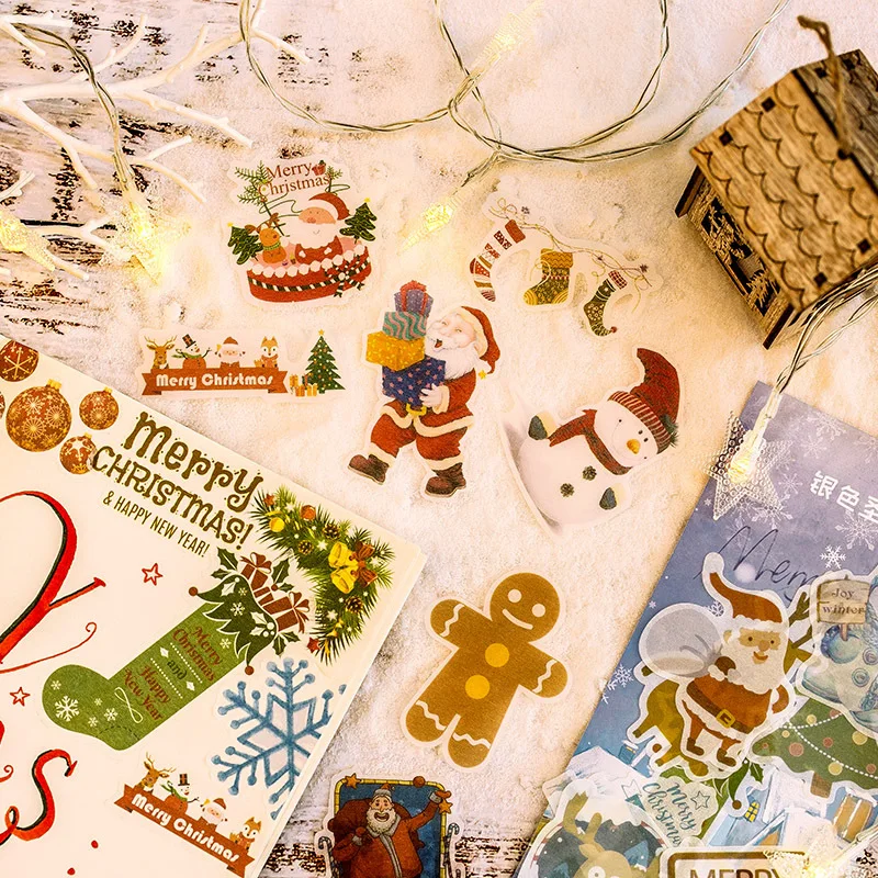 Рождественские декоративные наклейки на карнавал, клеящиеся наклейки, сделай сам, украшения, дневник, канцелярские наклейки, детский подарок