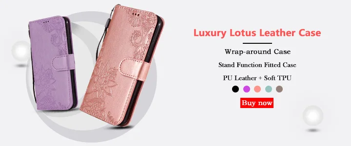 Luxury PU Leather + Soft TPU Lotus  Patterned Case