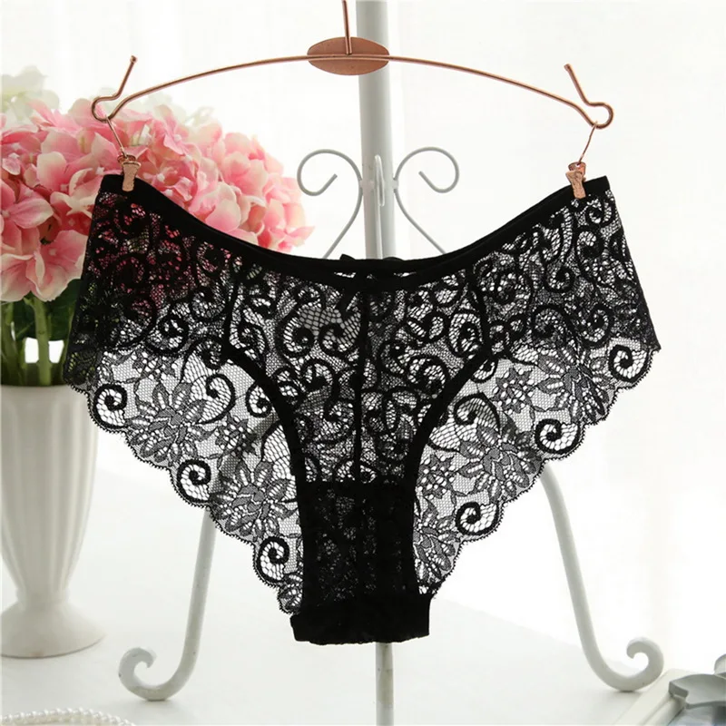6 Colors Sexy Hollow Out underwear woman panties fancy Lace Floral