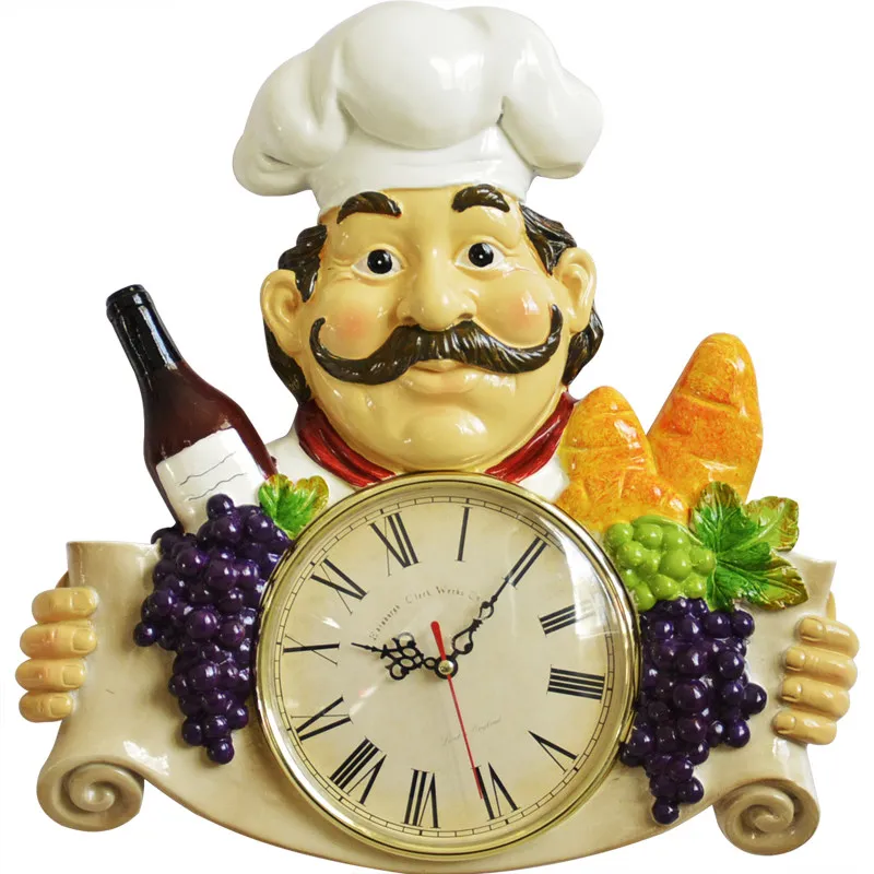 American country creative chef wall clock living room kitchen restaurant mute clock retro