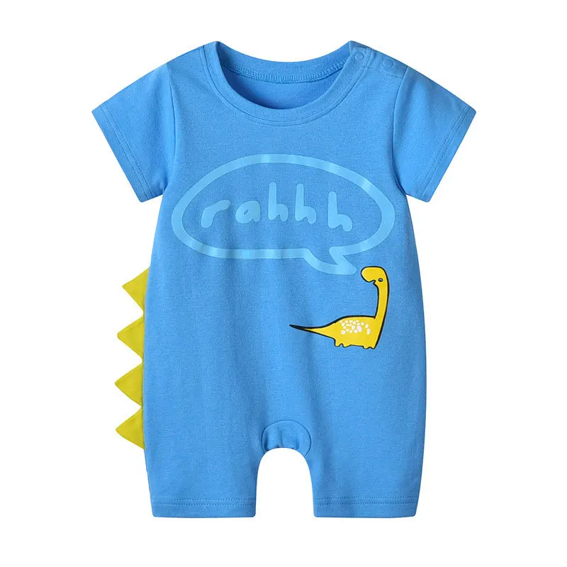 

Summer Baby Rompers Cute Animal Dinosaur Costume Infant Boy Girl Toddler Print Clothes Blue Cartoon Cotton Onesie Kid Jumpsuit