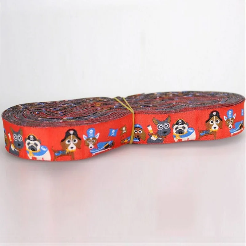 

New 7/8"22mm 100% Polyester Red Smart Puppy Handmade Accessories Laciness Woven Jacquard Ribbon For DIY Dog Collar Wholesale