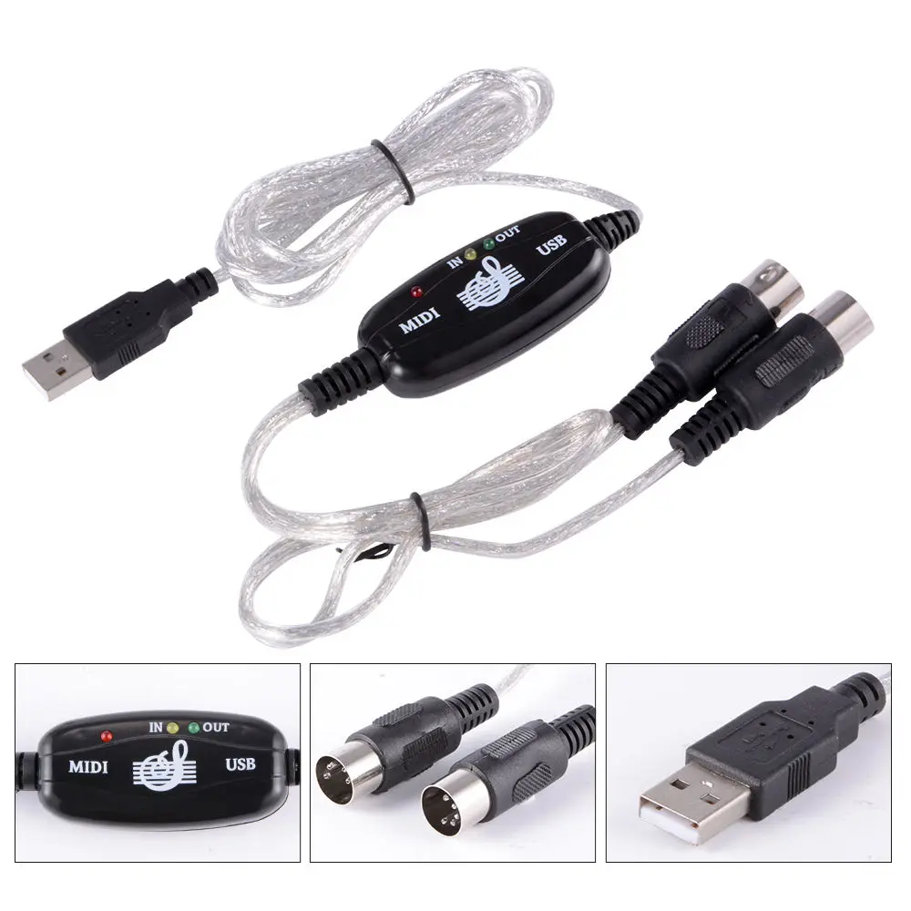 10 قطعة USB إلى ميدي محول الكابل للموسيقى لوحة المفاتيح سلك محول