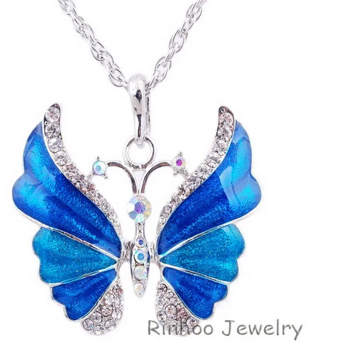 Ожерелье с тибетской бабочкой, сплав, эмаль, подвеска с бабочкой, подвеска s, посеребренное винтажное ожерелье для женщин, ювелирные изделия