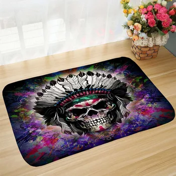

Indian Style bathroom mat skulls printing doormat Entry Front Door Mats Outdoor Entrance Indoor Welcome Home Funny