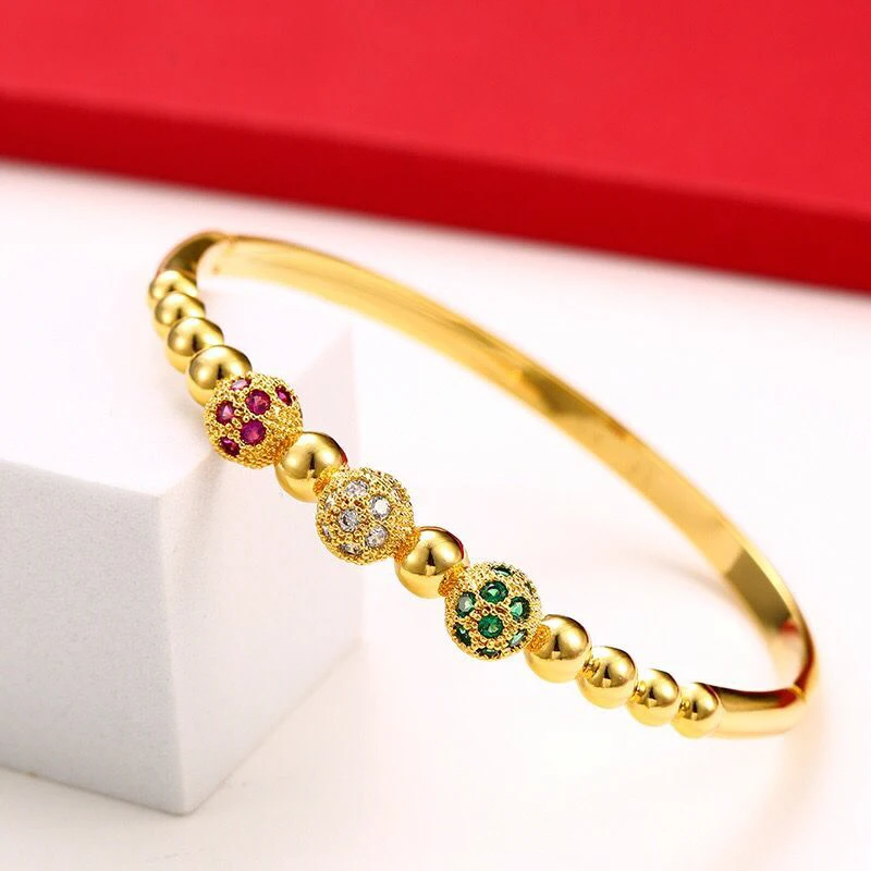 MxGxFam Multicolor Crystals Ball Bangles and Bracelets for Women 18.5 cm Fashion Jewelry From XP