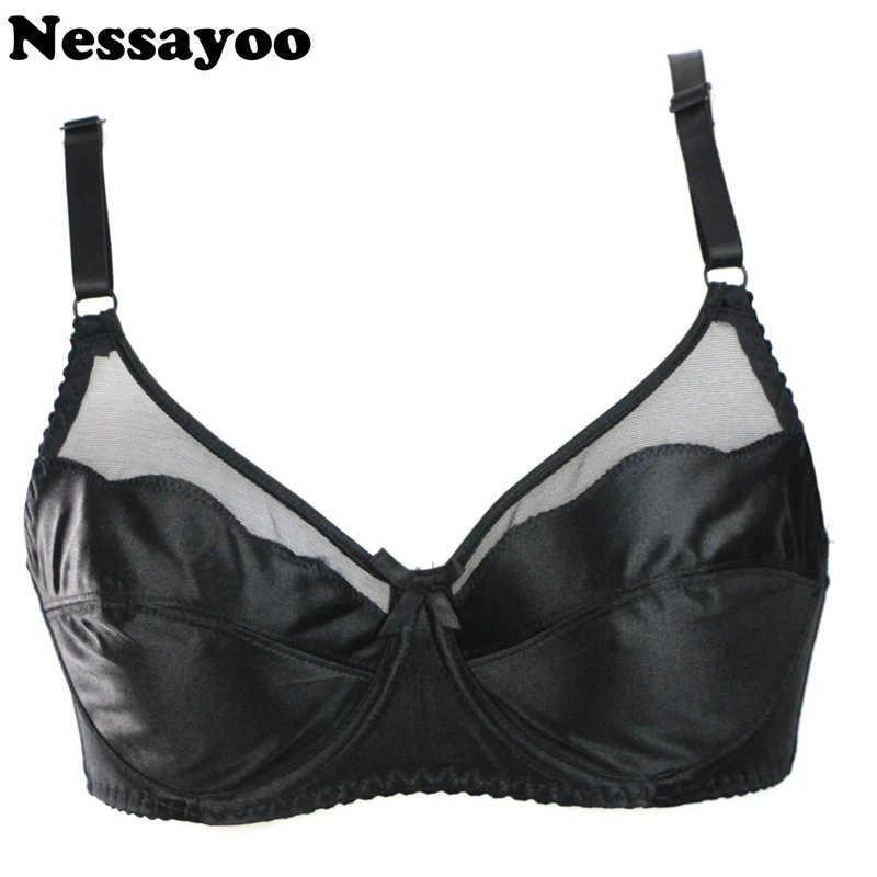 Women Sexy Gold Silk Bras thin bracelet bras Lingerie Intimates Size 34