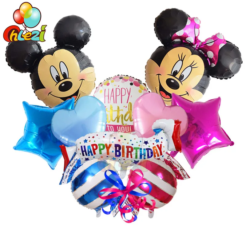 Микки Минни Маус мультфильм рисунок детский день рождения праздничные гелиевые шары Сердце Звезда Свадебные украшения детский душ globos - Цвет: style3
