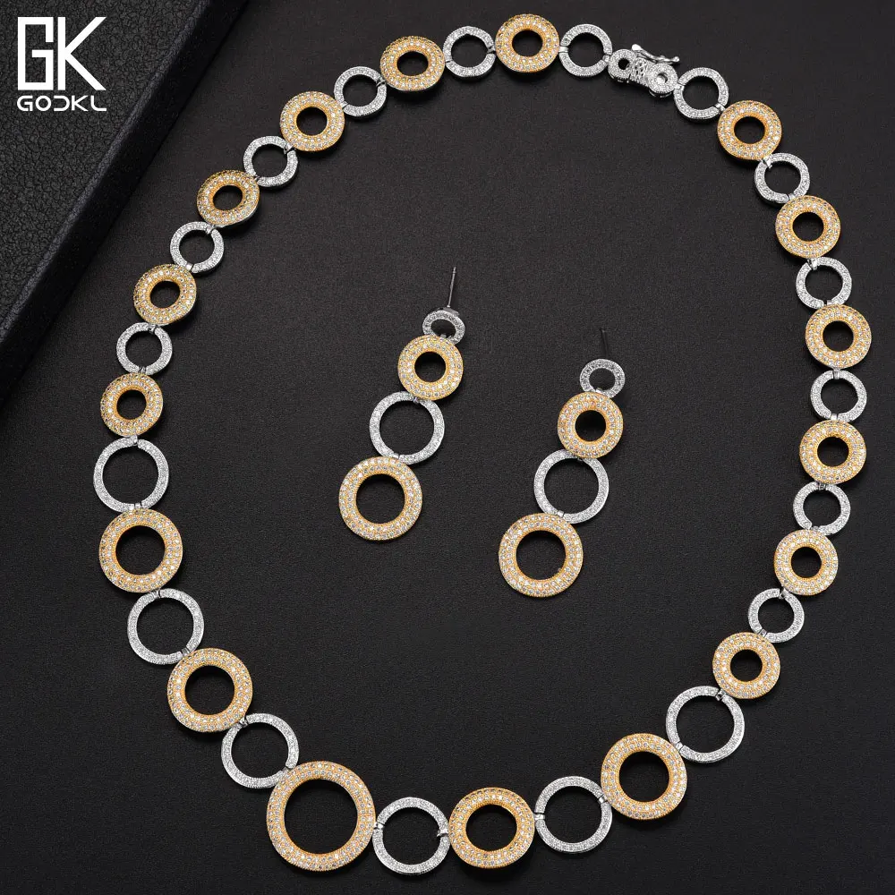 GODKI Elegant Bubble Circle African 4pcs Bridal Zircon Jewelry Sets For Women Party Dubai Nigeria Crystal Wedding Jewelry Set
