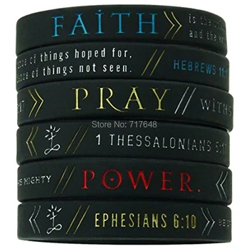 

100pcs Faith, Power, & Pray Bible wristband silicone bracelets free shipping by ePacket A