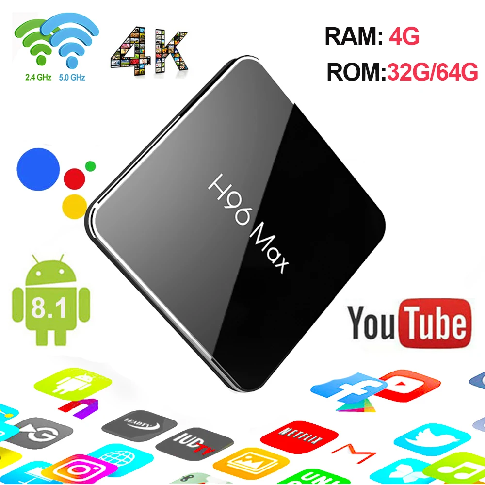 

H96 MAX X2 Andoid 8.1 Amlogic S905X2 android box 4G RAM 32G/64G ROM support 2.4G/5.8G wifi Netflix, Youtube pk H96 MAX+