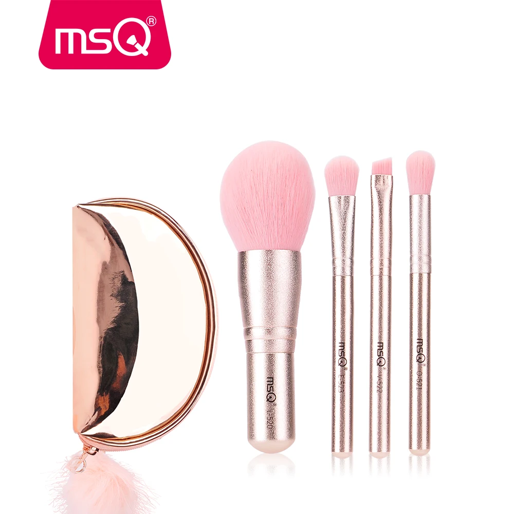 MSQ 4pcs Makeup Brushes Set Powder Eyeshadow Eyebrow Synthetic Hair Make Up Cosmetics pincel maquiagem With Mini Pouch | Красота и