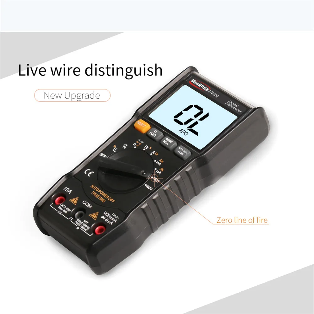 

ET8102 Digital Display Multi-function Range Multimeter TEMP NCV DC AC Voltage Current Resistance Diode True RMS Multimeter