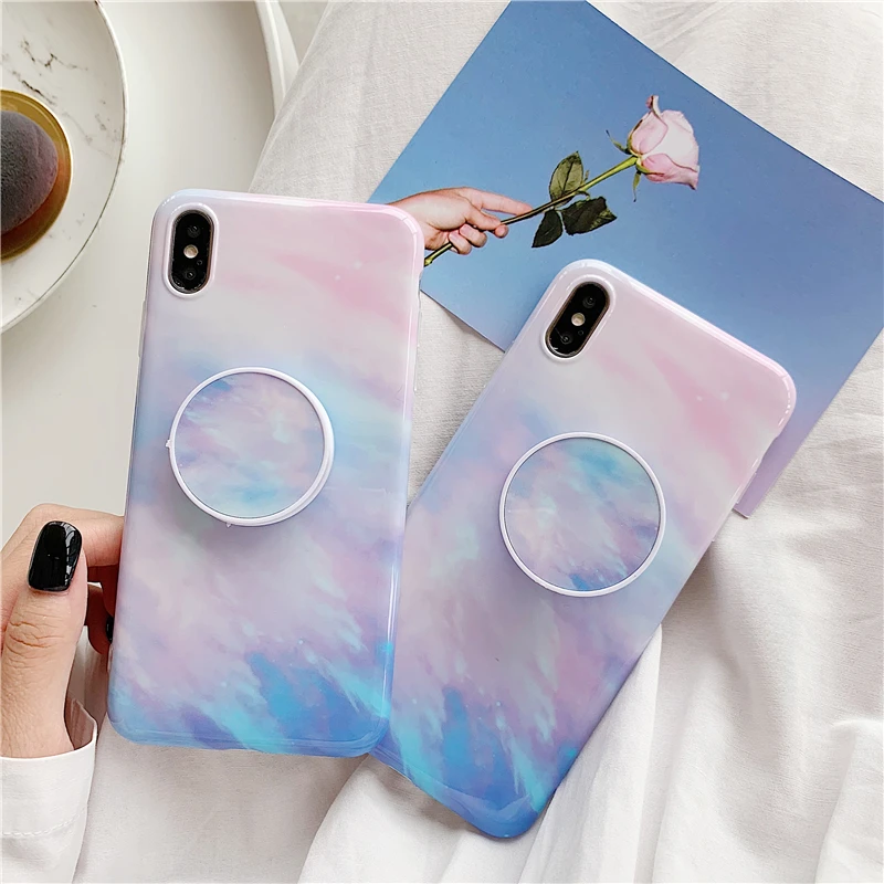 

Colored gradient sky Phone Case For iphone 6 6s 7 8 plus Cases For iphone XR X XS Max Cover Abstract Cute Kickstand Soft Capa