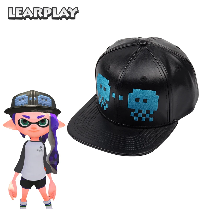 Splatoon 2 Skalop Jellyvader Hats Black Leather Baseball Caps Embroidery Adjustable Flat-Bill Cap Adult Kids Party Accessories Splatoon 2 Skalop Jellyvader Hats Black Leather Baseball Caps Embroidery Adjustable Flat-Bill Cap Adult Kids Party Accessories