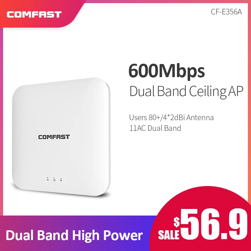 

Comfast 600Mbps indoor Celling Wireless Wifi Repeater/Router Range Extender Dual Band 2.4G/5G Access point Antenna Openwrt AP