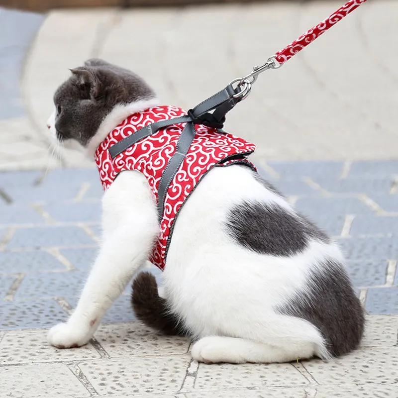 Cat Vest Harness and Leash Set Escape Proof Cat Japanese Style Harness