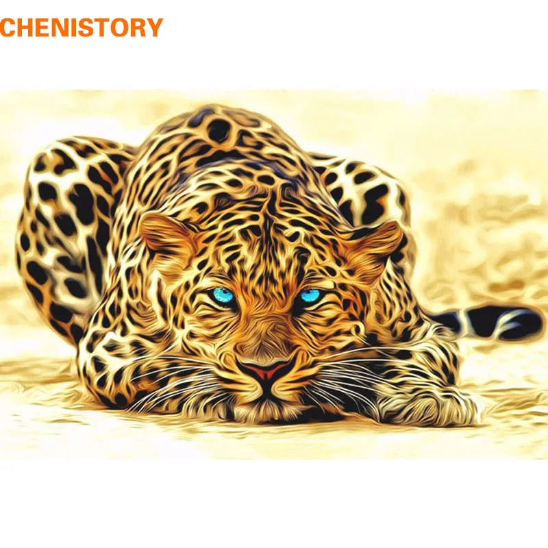 

CHENISTORY Modern DIY Painting By Numbers Leopard Animal Picture Home Wall Art Picture Decor Abstract Canvas Painting 40*50cm