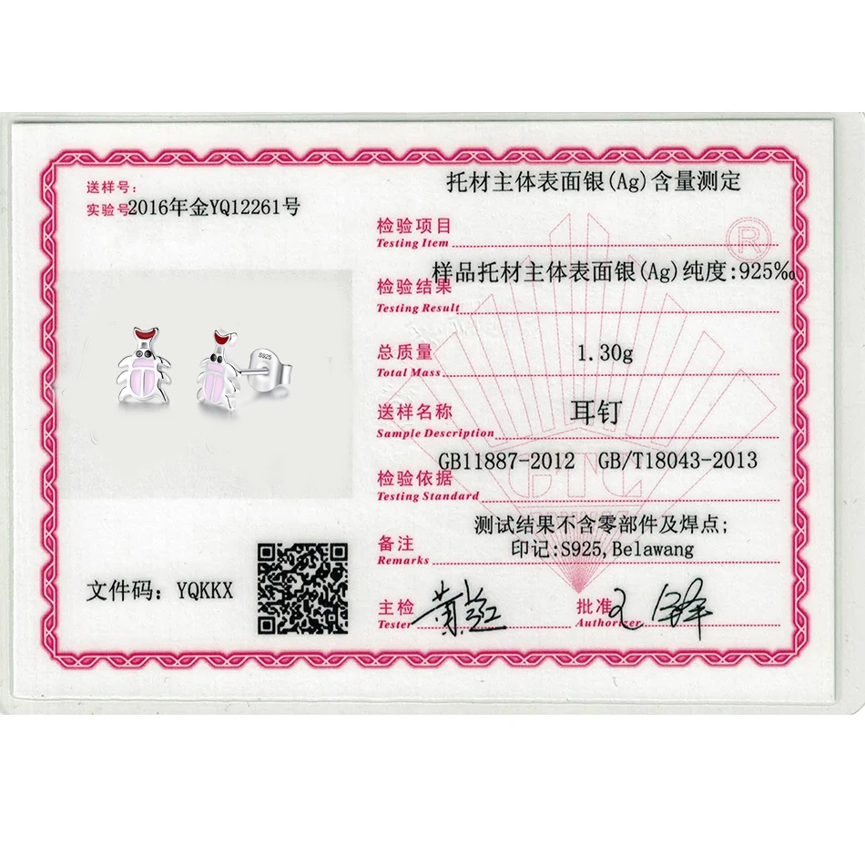 ELESHE 2019 Fashion Jewelry Cute Pink Enamel Crab Stud Earrings for Women Girls Child 925 Sterling Silver Earrings Party Jewelry